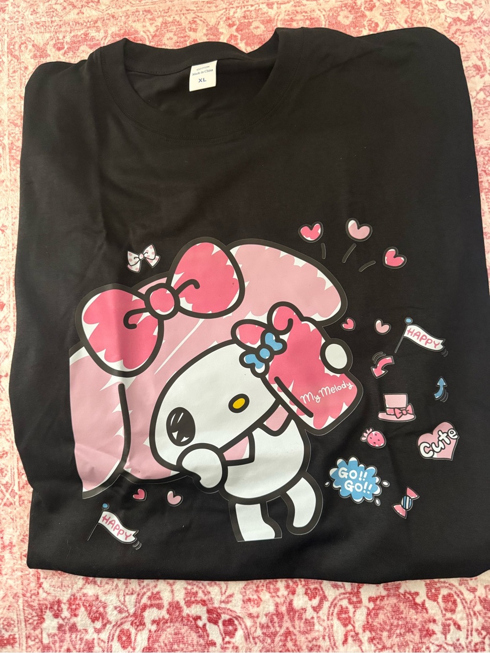 My Melody Graphic Tee - Black with Pink Accents